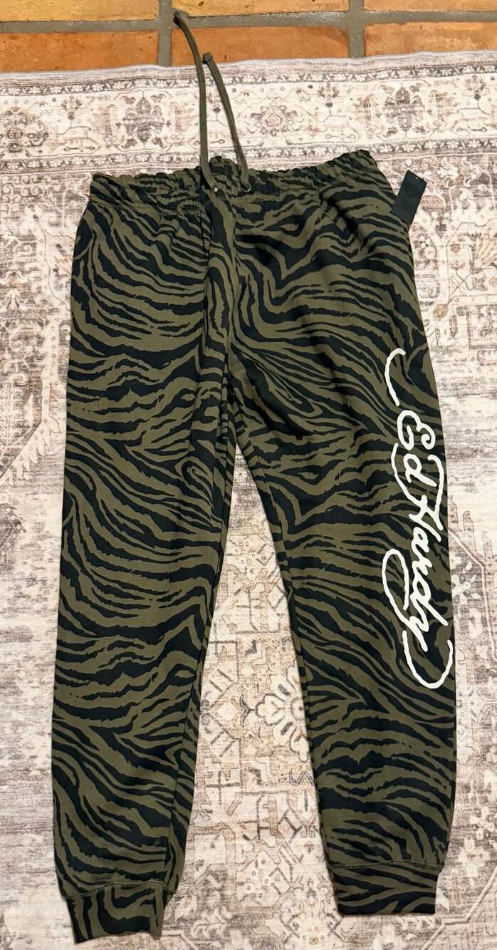 Ed Hardy Tiger Stripe Graphic Jogger Sweatpants